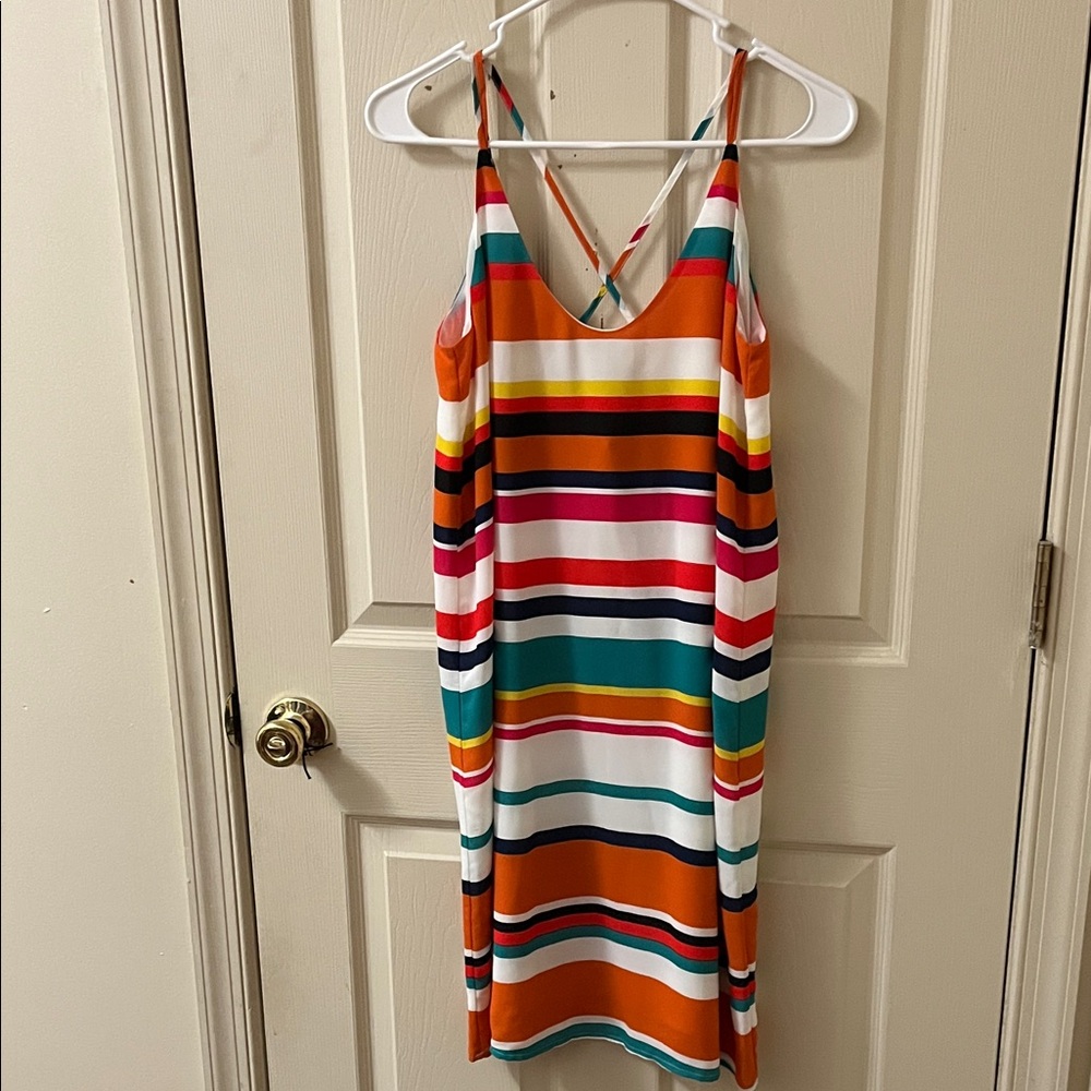 Vibrant Striped Midi Dress